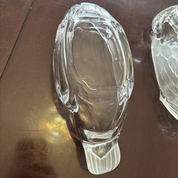 Beautiful Crystal Duck Shape Trinket Dish w/ Lid, Clear and Frosted 10" x 6" - Picture 8 of 8